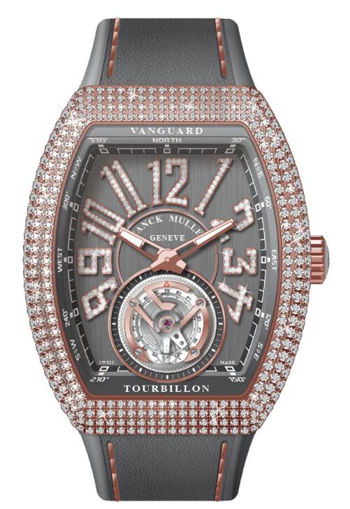 Buy Franck Muller Vanguard Tourbillon Rose Gold White Diamonds Case Replica Watch for sale Cheap Price V 41 T D NBR CD (TT) (5N) (TT DIAM 5N)